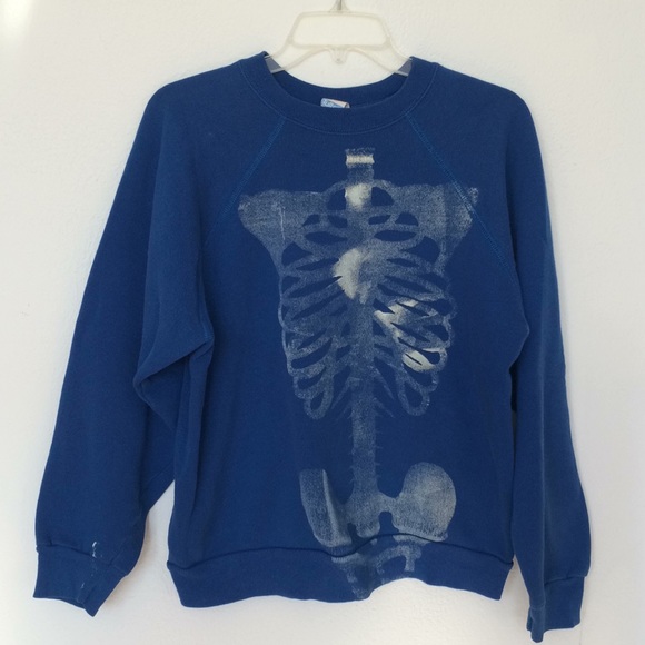 Vintage Sweaters - 70 or 80’s vintage sweater skeleton body print.
